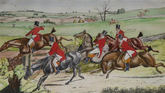 Mid 19C hand-coloured hunting print